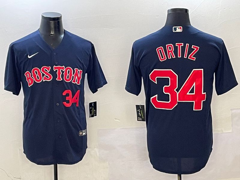 Men Boston Red Sox #34 Ortiz Blue Game 2025 Nike MLB Jersey style 3->boston red sox->MLB Jersey
